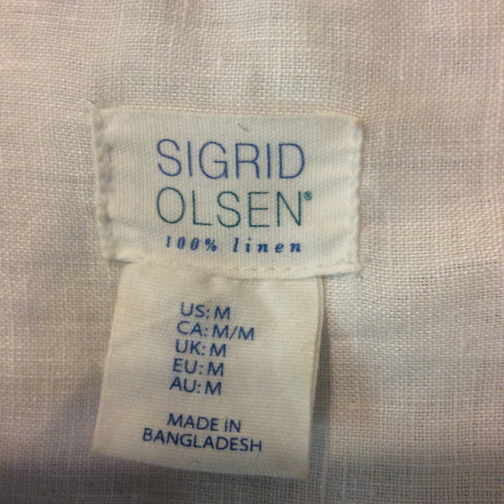 Sigrid Olsen White Linen Tunic Shirt Sz. M - Picture 6 of 6